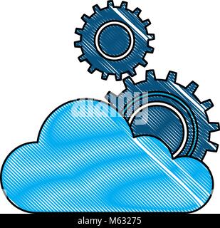 cloud computing with gears machinery vector illustration design Stock Vector