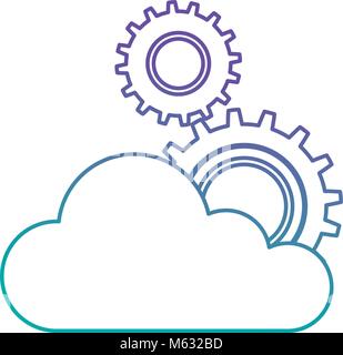 cloud computing with gears machinery vector illustration design Stock Vector