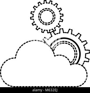 cloud computing with gears machinery vector illustration design Stock Vector