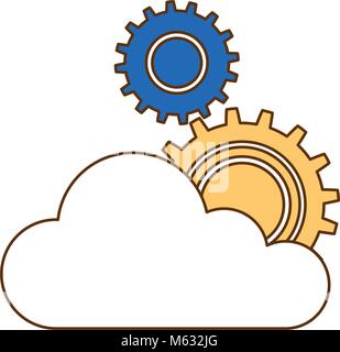 cloud computing with gears machinery Stock Vector