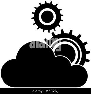 cloud computing with gears machinery Stock Vector
