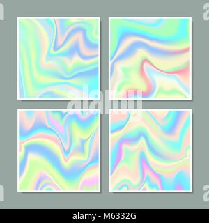 Hologram gradient set of four backgrounds Stock Vector