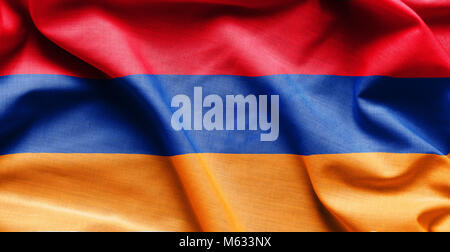 Flag of Armenia waving in the wind Stock Photo