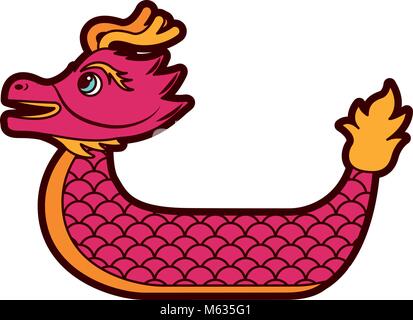 red dragon boat cartoon chinese Stock Vector