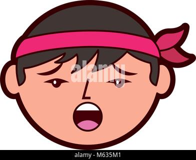 cartoon face chinese man talking unhappy Stock Vector
