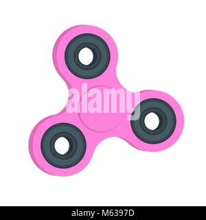 Fidget spinner. Millennial pink hand spinner. Stress relieving spinner toy Stock Vector