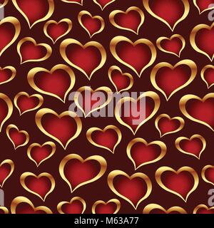 Golden hearts background. Stock Vector