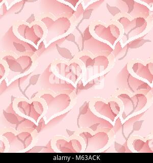 Seamless Heart Pattern. Soft Background. Regular Pink Texture Stock Vector
