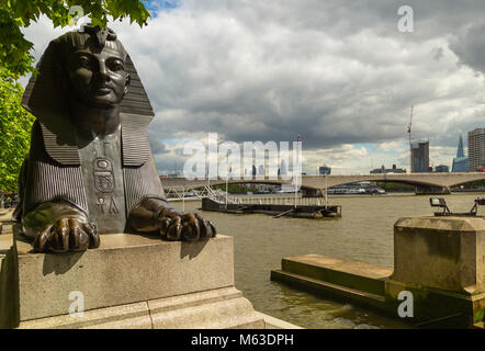 Bronze Sphinx on Victoria Embankment, London. Stock Photo