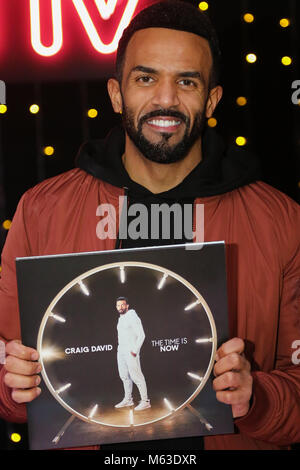 Craig David signs his latest album “The Time Is Now” at HMV store in Oxford Street, London  Featuring: Craig David Where: London, United Kingdom When: 28 Jan 2018 Credit: WENN.com Stock Photo