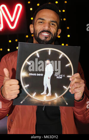 Craig David signs his latest album “The Time Is Now” at HMV store in Oxford Street, London  Featuring: Craig David Where: London, United Kingdom When: 28 Jan 2018 Credit: WENN.com Stock Photo