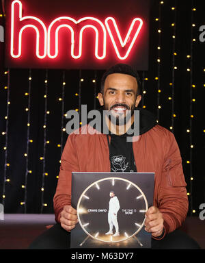 Craig David signs his latest album “The Time Is Now” at HMV store in Oxford Street, London  Featuring: Craig David Where: London, United Kingdom When: 28 Jan 2018 Credit: WENN.com Stock Photo