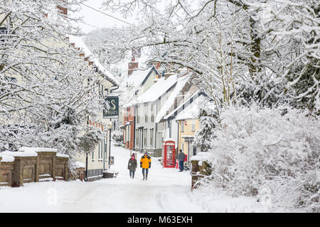 Beast from the east. 28th Feb, 2018. Suffolk snow. Snow scene in the village of Hoxne, Suffolk, UK. Stock Photo