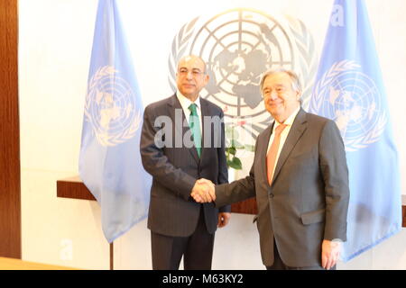 UN, New York, USA. 28th Feb, 2018. Egypt's Ambassador Mohamed Fathi Ahmed Edrees presented his credentials to UN Sec-Gen Antonio Guterres . Photo: Matthew Russell Lee / Inner City Press Stock Photo