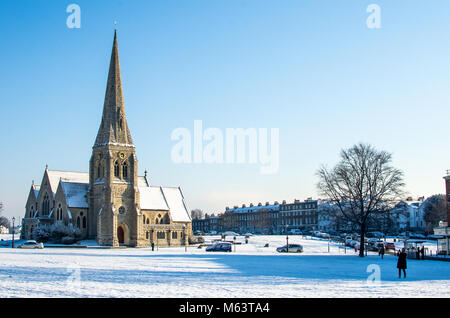Blackheath. 27th Feb, 2018. UK Weather: All Saints church at Blackheath, London, during the cold spell in late February/early March 2018 dubbed the 'beast from the east.' Credit: Tim M/Alamy Live News Stock Photo