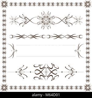 Set vector calligraphic design elements and frame Stock Vector