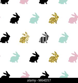 Vector illustration, seamless pattern with rabbits. Easter holiday background. Stock Vector