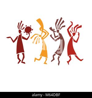 Silhouette of musicians and dancers Stock Vector