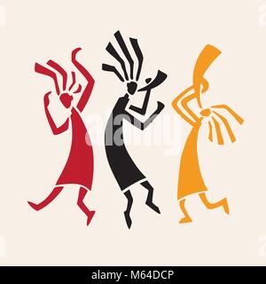 Silhouette of musicians and dancers Stock Vector