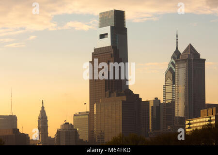 Downtown skyline with City Hall, Philadelphia, Pennsylvania, USA Stock Photo