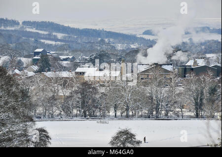 Snow in Masham courtesy 'Beast from the East' Yorkshire UK Stock Photo