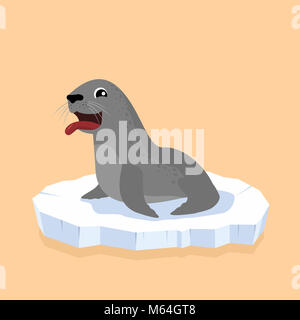 Cute seal or sea lion. Funny cartoon illustration Stock Photo