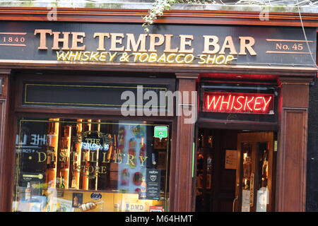 Dublin Ireland, February 20 2018: View of a famous pub, at the Temple Bar area in central Dublin. Temple Bar is promoted as Dublin's cultural quarter and is visited by hundred of tourists every day. Stock Photo