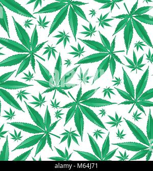 marijuana green pattern on white background Stock Vector