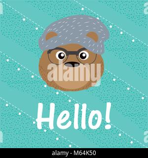 Hello cute bear cartoon Stock Vector