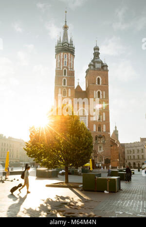 St. Mary's Basilica on Main Square in Krakow, Poland Stock Photo