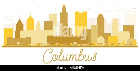 Columbus USA City skyline golden silhouette. Simple flat concept for tourism presentation, banner, placard or web site. Stock Vector