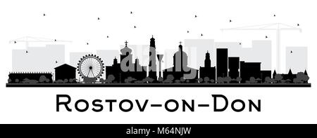 Rostov-on-Don Russia City Skyline Silhouette with Black Buildings Isolated on White. Vector Illustration. Business Travel and Tourism Stock Vector