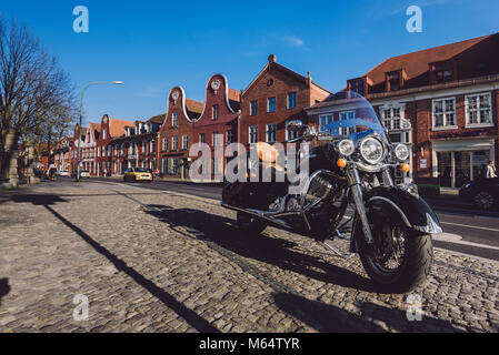 Motorbike on Dutch District in Potsdam Stock Photo