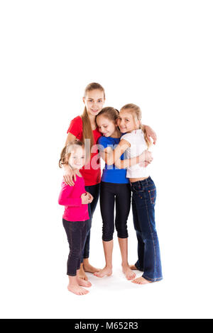 Group of happy kids isolated on white Stock Photo