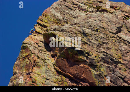 Rock climbing on cliff, Eldorado Canyon State Park, Colorado Stock Photo