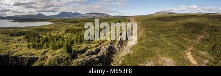 Almannagja fissure. Thingvellir National Park, a Unesco World Heritage Site, Iceland.