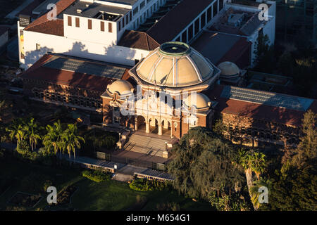 Los Angeles, California, USA - February 20, 2018:  Aerial view of the LA County Natural History Museum in Exposition Park near USC Campus. Stock Photo