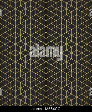 Geometric pattern of intersecting lines on a black background. Golden gradient. Abstract background for your design. Vector illustration. Stock Vector