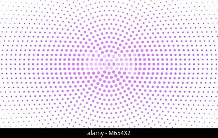 Abstract radial gradient in halftone style. Retro and vintage. Hipster pattern of dots for your projects. Purple dots on a white background. Vector il Stock Vector