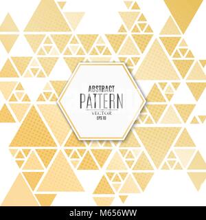 Abstract pattern of golden triangles on a white background. Luxurious, elegant background for your project. The effect of halftone. Mosaic of triangle Stock Vector