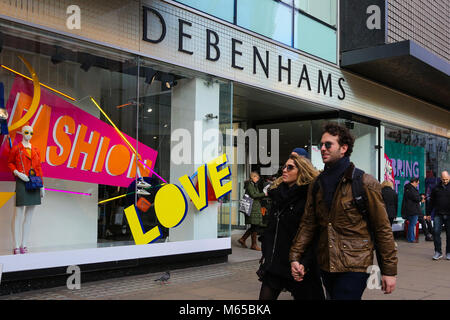 West End stores get ready for Valentine’s Day with “Love” window theme display. General views of Debenhams, Ernest Jones and Swatch Watches window display.  Featuring: View Where: London, United Kingdom When: 28 Jan 2018 Credit: WENN.com Stock Photo