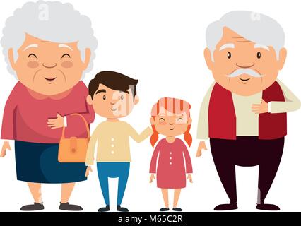 couple of grandparents with grandchildren avatars characters vector illustration design Stock Vector