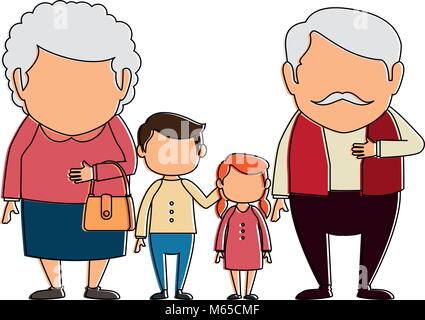 couple of grandparents with grandchildren avatars characters vector illustration design Stock Vector