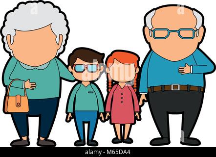 couple of grandparents with grandchildren avatars characters vector illustration design Stock Vector