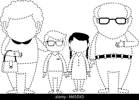 couple of grandparents with grandchildren avatars characters vector illustration design Stock Vector