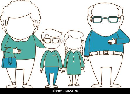 couple of grandparents with grandchildren avatars characters vector illustration design Stock Vector