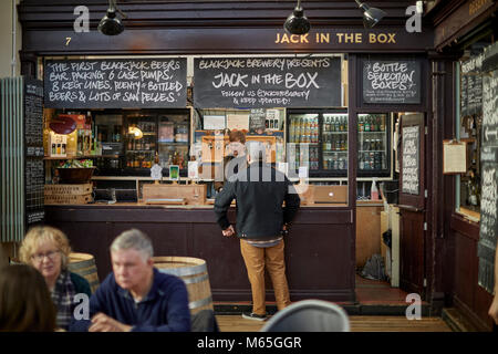 Market House Coffee stall in the Grade II listed Market house in Altrincham town centre, Cheshire. A busy and exciting food destination Stock Photo