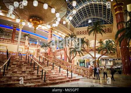 Trafford Centre grand staircase made of Chicken Red Marble from Luoyong district  China  modelled on the staircase on the Titanic Stock Photo