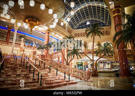 Trafford Centre grand staircase made of Chicken Red Marble from Luoyong district  China  modelled on the staircase on the Titanic Stock Photo