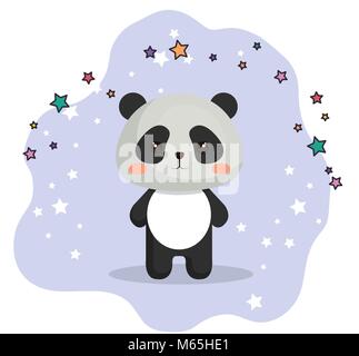 cute bear panda kawaii birthday card Stock Vector